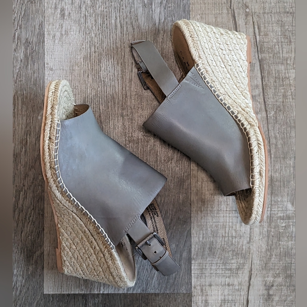 Caslon Sutton Gray Slingback Leather Espadrille Sandal Size 8.5 Like NEW in box - Picture 4 of 15